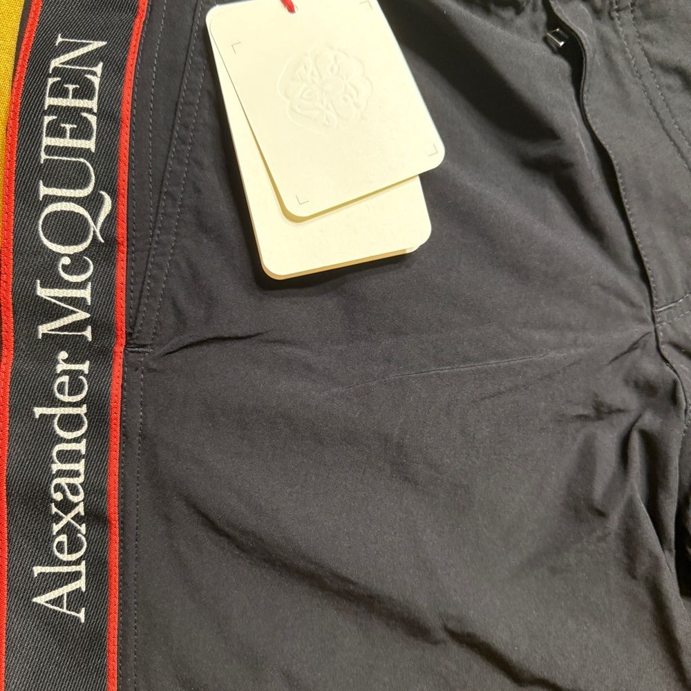 Alexander McQueen Black Board Shorts with Smooth Finish